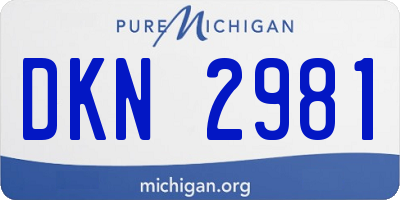 MI license plate DKN2981
