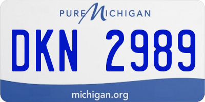 MI license plate DKN2989
