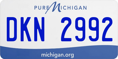 MI license plate DKN2992