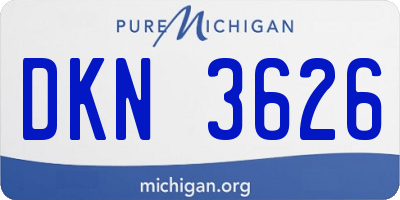 MI license plate DKN3626