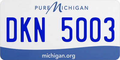 MI license plate DKN5003