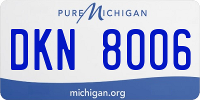 MI license plate DKN8006