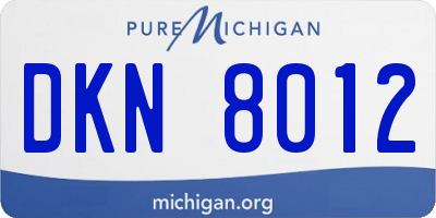MI license plate DKN8012