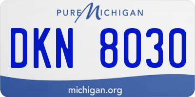 MI license plate DKN8030