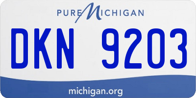 MI license plate DKN9203