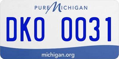MI license plate DKO0031
