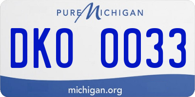 MI license plate DKO0033