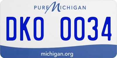 MI license plate DKO0034