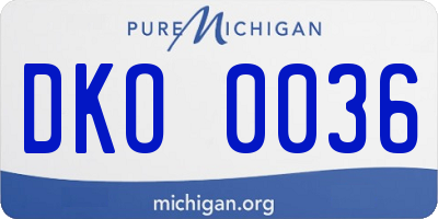 MI license plate DKO0036