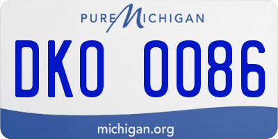 MI license plate DKO0086