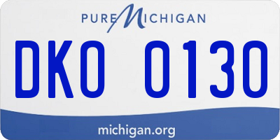 MI license plate DKO0130