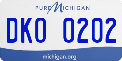 MI license plate DKO0202
