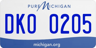 MI license plate DKO0205