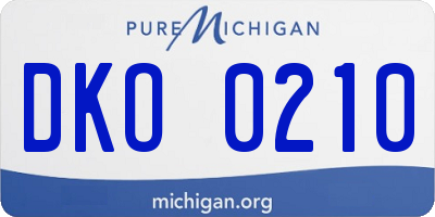 MI license plate DKO0210