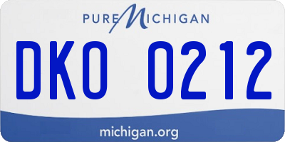 MI license plate DKO0212