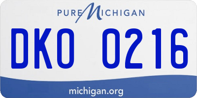MI license plate DKO0216