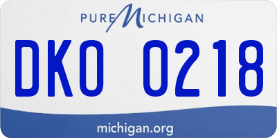 MI license plate DKO0218