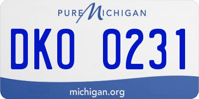 MI license plate DKO0231
