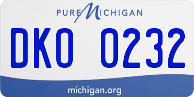 MI license plate DKO0232