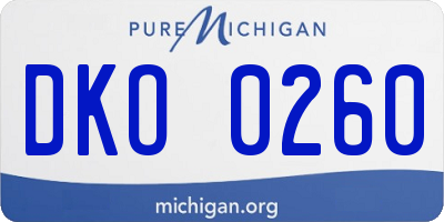 MI license plate DKO0260