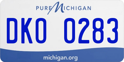 MI license plate DKO0283