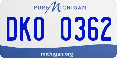 MI license plate DKO0362