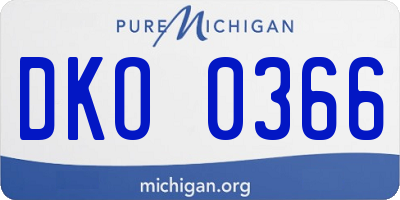 MI license plate DKO0366