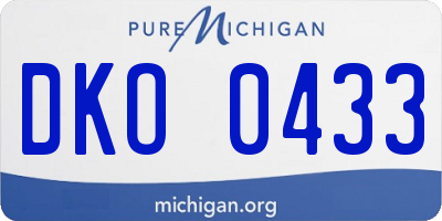 MI license plate DKO0433