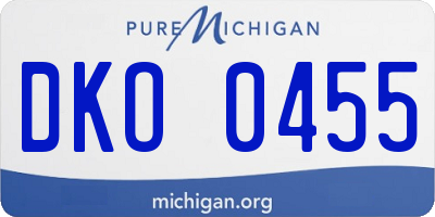 MI license plate DKO0455