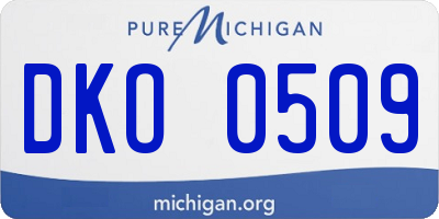 MI license plate DKO0509