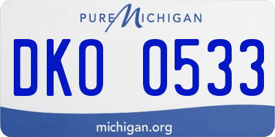 MI license plate DKO0533