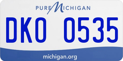 MI license plate DKO0535
