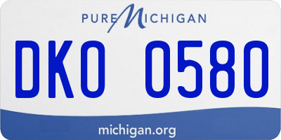 MI license plate DKO0580