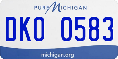 MI license plate DKO0583