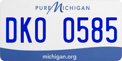 MI license plate DKO0585