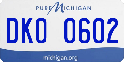 MI license plate DKO0602