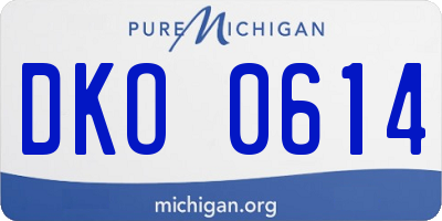 MI license plate DKO0614