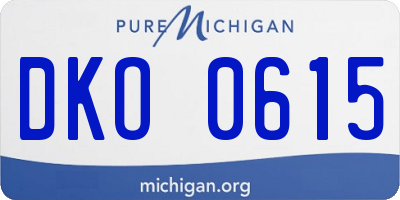 MI license plate DKO0615