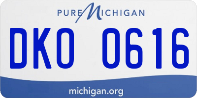 MI license plate DKO0616