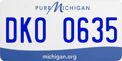 MI license plate DKO0635