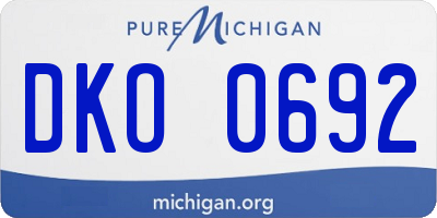 MI license plate DKO0692
