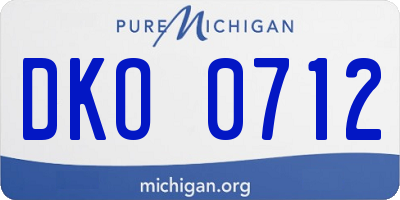 MI license plate DKO0712