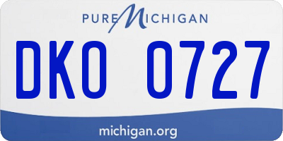 MI license plate DKO0727
