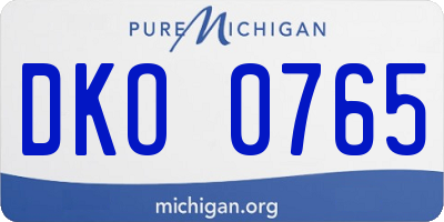 MI license plate DKO0765