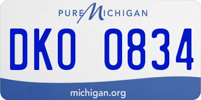 MI license plate DKO0834