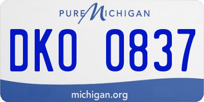MI license plate DKO0837
