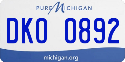 MI license plate DKO0892