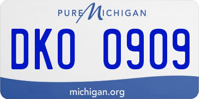 MI license plate DKO0909