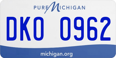 MI license plate DKO0962
