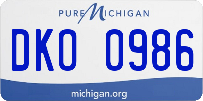 MI license plate DKO0986